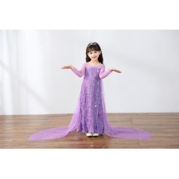 Baige Blue Elsa Sequined Girl Kids Halloween Cosplay Costume Elsa Ana Princess Dress