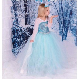 Fancy baby frocks elsa costume christmas halloween party dresses for kids