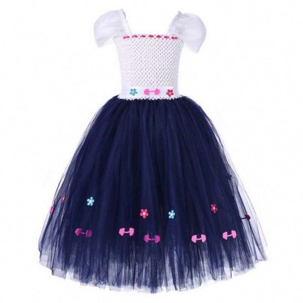 Halloween Clothes Kids Crochet Tulle Fluffy Flower Encanto Mirabel Tutu Dress HCIS-015