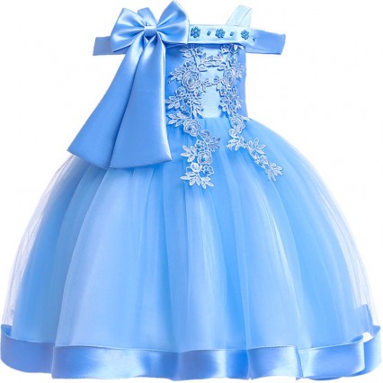 Embroidery Silk Princess Dress for Baby Girl Flower Elegant Girls Dresses Wedding Party Christmas Halloween Kids Dresses Clothes