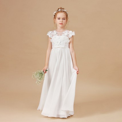 Flower Girl Dresses Applique Sleeveless Kids Birthday Party Pageant Gowns Weddings First Primera Communion Elegant Vestidos 2-14