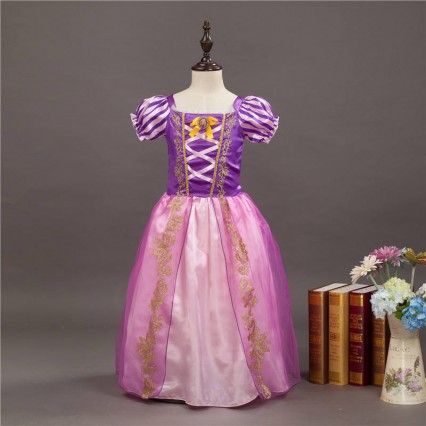 Girls Rapunzel Princess Cosplay Dresses Party Gift Mesh Ball Gown Birthday Movie Costume