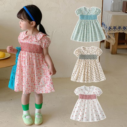 Summer Clothes Charming Girls Dress Cotton Casual Print Children Dresses 2022 New Cute Baby Clothing Wholesale 2-7 Years Old