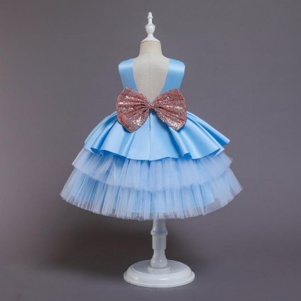 Summer Sequin Big Bow Baby Girl Dress 1st Birthday Party Wedding Dress For Girl Princess Evening Dresses Kid Cloth