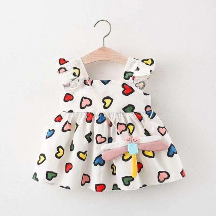 Wholesale Kids Girls Dress Baby Summer Rainbow Toddler Sleeveless Princess Newborn Dresses Clothing for 1-4y Costume with Bag