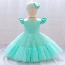 BAIGE 4years Short Sleeves Children Birthday Party Dress Kids Baptism Puffy Ball Gown L2038XZ