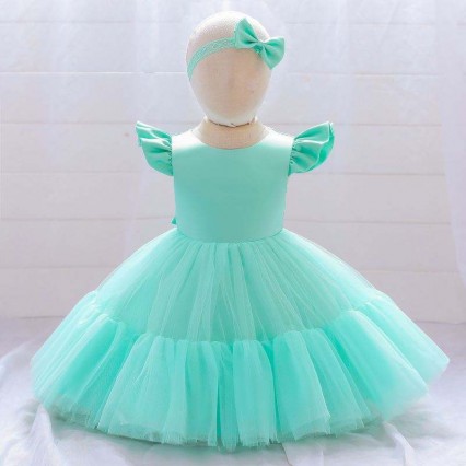 BAIGE 4years Short Sleeves Children Birthday Party Dress Kids Baptism Puffy Ball Gown L2038XZ