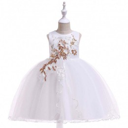 BAIGE Kids Garments White Flower Girl Dress Embroidery Party Wear Evening Dresses For Girls L5060