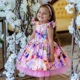 BAIGE Latest Floral Print Girl's Dress Children's Clothes For 3 Years Old Flower Girl Bridesmaid Dresses For Party