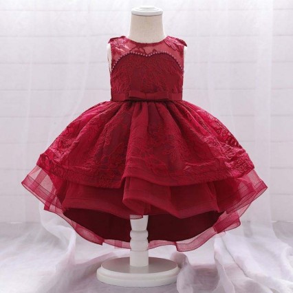 BAIGE New Arrival Dress bud silk printing birthday party Wedding girl's Dress for summer