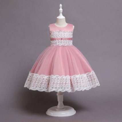 BAIGE New Arrivals Beautiful Embroidery Lace baby girl birthday dresses wedding girl flower girl dress