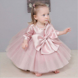 BAIGE New Baby One-year-old dress Princess Dress Baby Hundred-day Big Bow Thickened Children's dress DZ008