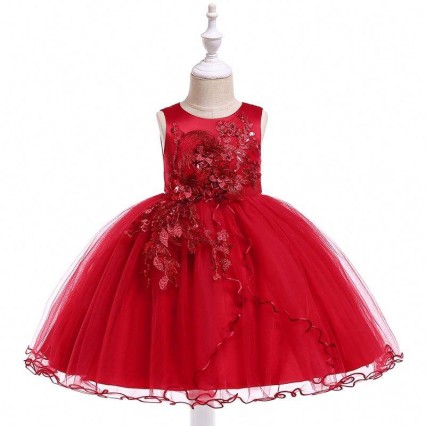 BAIGE New Fashion Girls Kids Party Lace Dresses Summer Boutique Baby Apparel L5063