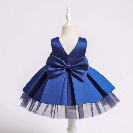 BAIGE Newborn Baby Party Dress For 0-2 Years Kids Summer Satin Frock Children Birthday Dresses XZ001