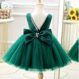 BAIGE Toddler Princess Flower V back Beading Dress Baby Girls Birthday Wedding Party Dresses