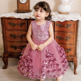 BAIGE Turkey Style Kids Frock Girl Dress Baige Kids Birthday Party Dress 2Years N2103