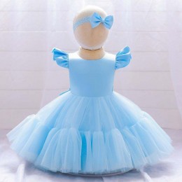 BAIGE White Newborn Baby Girls Puffy Princess Dress Christmas Children Dress 2years Wear L2038XZ