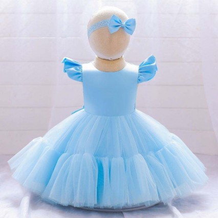 BAIGE White Newborn Baby Girls Puffy Princess Dress Christmas Children Dress 2years Wear L2038XZ