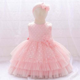 Infant Baby Tulle Sleeveless Ball Gown Girls Birthday Party Frock Evening Princess Kids Tutu Layered Dress