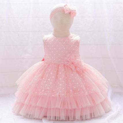 Infant Baby Tulle Sleeveless Ball Gown Girls Birthday Party Frock Evening Princess Kids Tutu Layered Dress