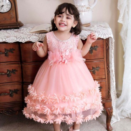 Small Baby Girls Dress Designs New Fashion Flower Kids First Birthday Formal Dress For 0-4y Baby