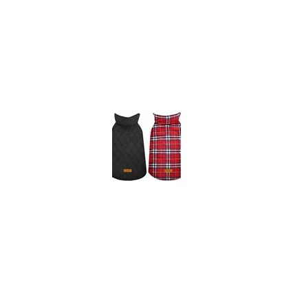 Waterproof Windproof Reversible British Style Plaid Dog Vest Winter Coat Warm Dog Apparel for Cold Weather Dog Jacket