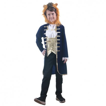 Boys Cartoon Beauty and the Beast Blue Prince Cosplay Outfit Kids Halloween Carnival Party Costume