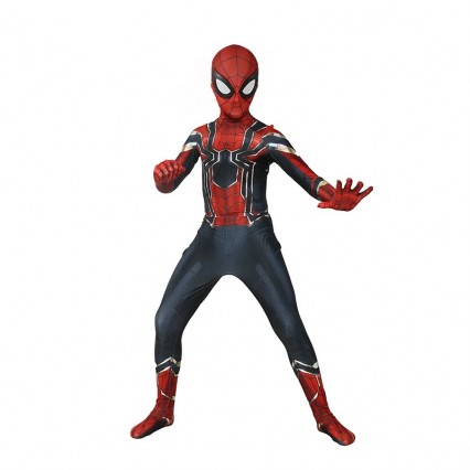 Child Unisex Superhero Iron Spiderman Cosplay Zentai Jumpsuit For Kids Fancy Dress-up Halloween Carnival Party Costume Suit