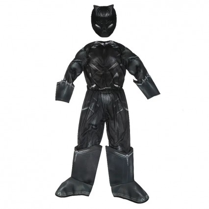 Children Boys Deluxe Marvel Civil War Superhero Black Panther Muscle Jumpsuit For Kids Halloween Carnival Party Costumes