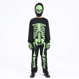 Kids Scary Glow In The Dark Skeleton Zombie Cosplay Jumpsuit Halloween Theme Party Costumes