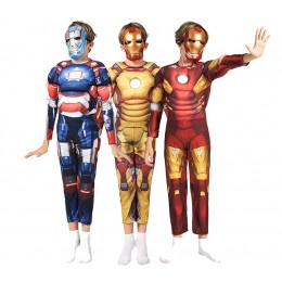 Ready Goods Boys Superhero Ironman Cosplay Muscle Jumpsuit Kids Halloween Carnival Party Dress-up Costumes Suits