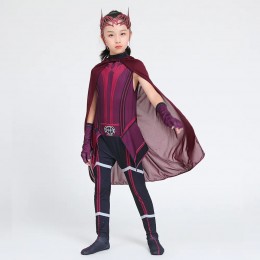 Ready Goods Girl Superhero Scarlet Witch Cosplay Jumpsuit For Kids Halloween Carnival Party Costumes Suits