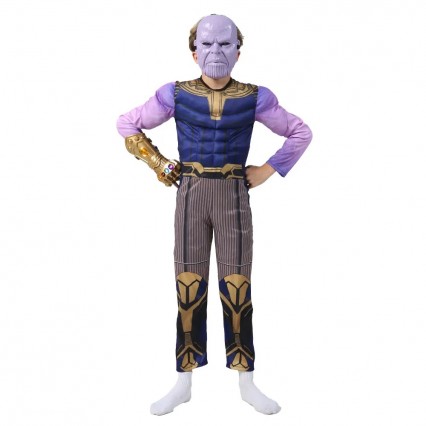 Ready Goods The Strongest Villain Thanos Cosplay Muscle Jumpsuit Kids Halloween Carnival Party Costumes Suits