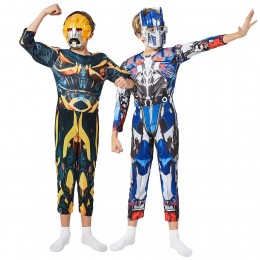 Ready Stock Transformers Convert Optimus Prime Bee Cosplay Muscle Jumpsuit Kids Halloween Carnival Party Dress-up Costumes