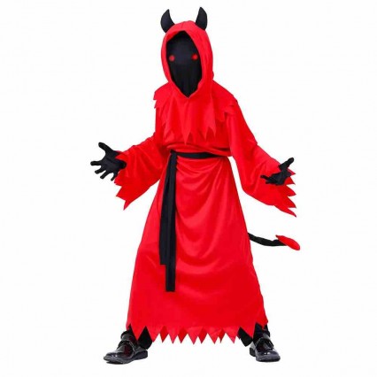 Kids Fade In Out Scary Red Devil Dress-up Halloween Theme Party Death Costume