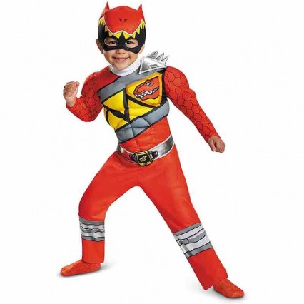 Kids Power Rangers Red Dino Charge Cosplay Muscle Jumpsuit Halloween Carnival Party Costumes