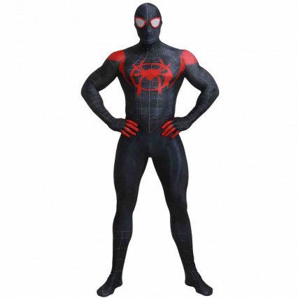 High Quality Adult Kids Black Spiderman Miles Cosplay Halloween Party Zentai Costume