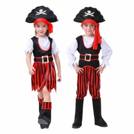 Kids Caribbean Pirate Cosplay Halloween Carnival Party Costume