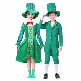 Kids Irish Gnome Leprechaun Green Fancy Dress St Patricks Day Party Costumes