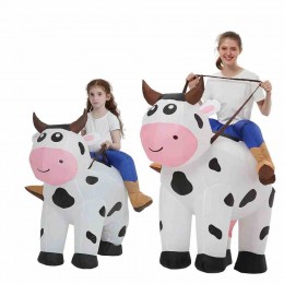 Adult Child Funny Inflatable Riding Cow Animal Blow-up Suit Carnival Halloween Party Costumes