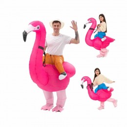 Adult Child Giant Pink Flamingo Cosplay Blow-up Suit Halloween Festival Party Costumes