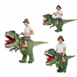 Adult Child Inflatable Jurassic Period Realistic Green Dinosaur T-Rex Cosplay Blow-up Halloween Carnival Party Costume