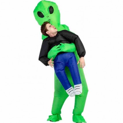 Green Alien Inflatable Costumes Blow Up Costumes for Adults Kids Cosplay Funny Halloween Costumes for Active Festival Gift