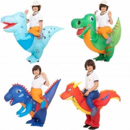 Hot Sale Jurassic Funny Party Kids Inflatable Riding Walking Dinosaur Costume T-rex Suit Christmas Halloween Inflatable Costume