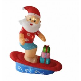 Oem Odm Manufacturer Cute Blow Up Santa Claus Surfing Christmas Advertising Inflatable Christmas Yard Decoration