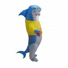 Adult Inflatable Shark Costume Funny Realistic Blue Shark Blow-up Costume Full Body Deluxe Halloween Animal Inflatable Costume