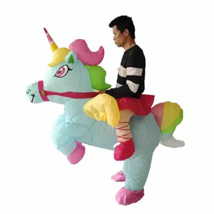 Inflatable Costumes Men Women Unicorn Rider Blow Up Costume Adult Inflatable Suit for Halloween Carnival Christmas Party Cosplay