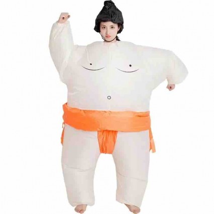 Inflatable Fat Costume For Men Sumo Wrestler Suit Blow Up Costumes For Adults Kids Halloween Party Full Body Inflatable Costume