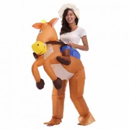 Inflatable Cowboy Costume Adult Western Horse Rider Fancy Dress for Men Women Halloween Party Suit Inflatable Costume