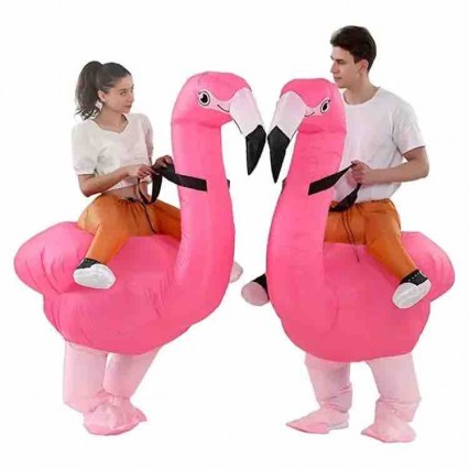 Inflatable Flamingo Suit Blow Up Halloween Costume Fancy Dress Cosplay Adult Ride On Flamingo Inflatable Costumes for Adult